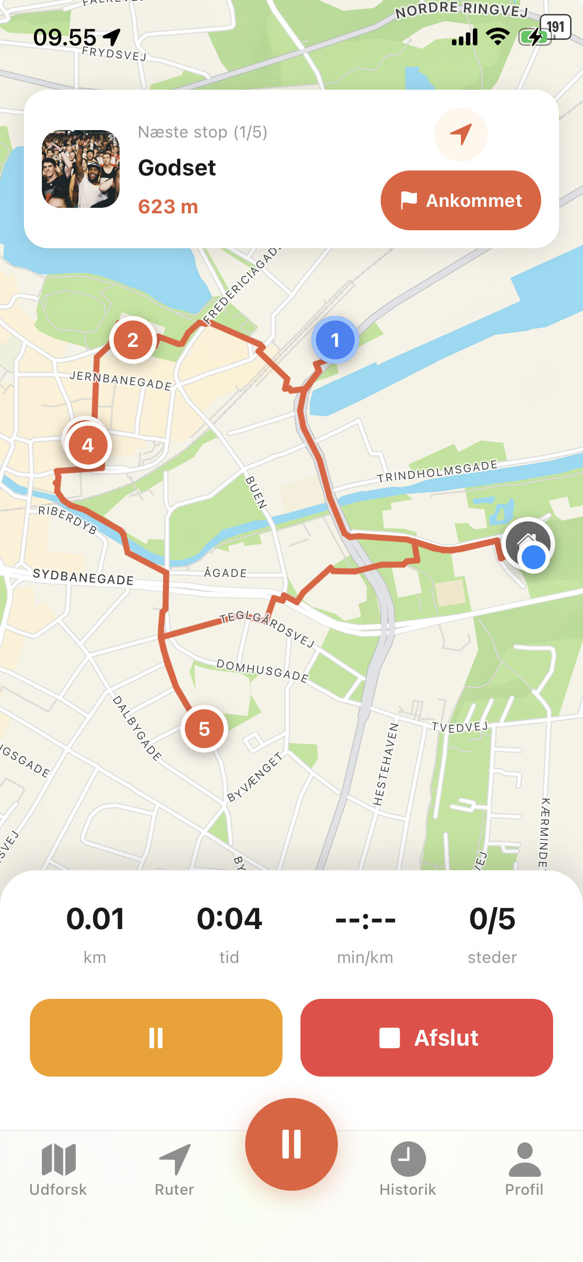 Histogo app: Live GPS-navigation med automatisk stemmefortælling undervejs i byen